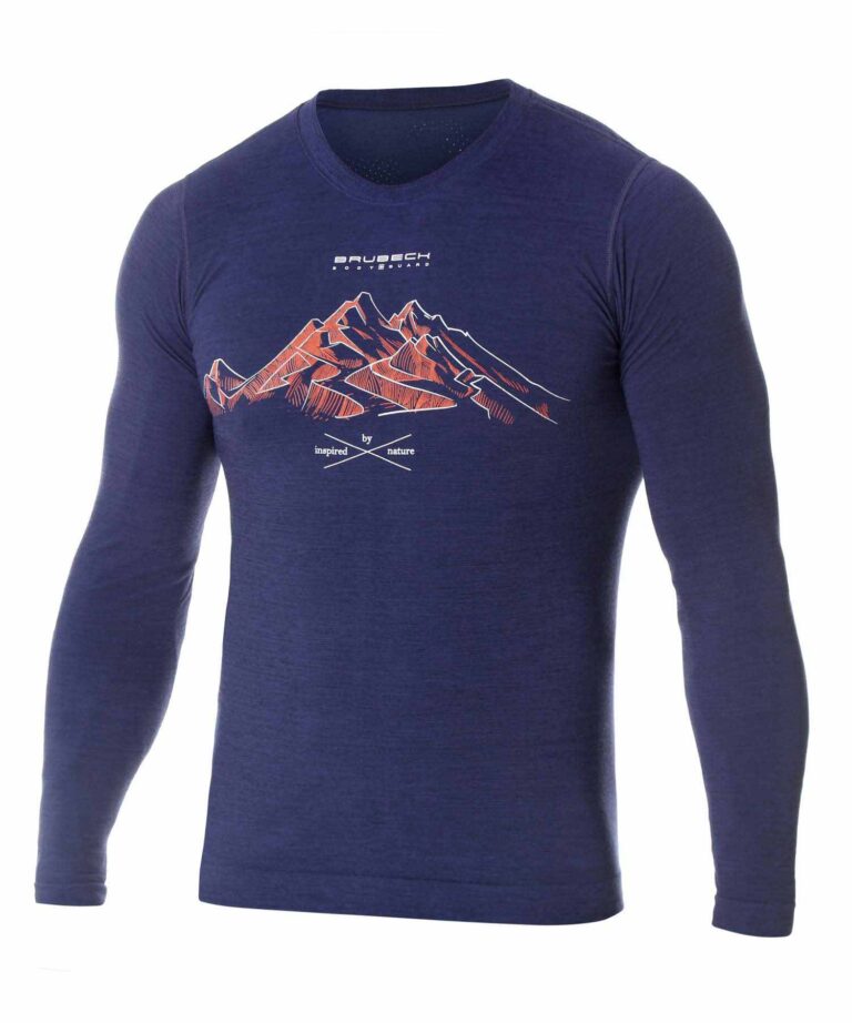 Męska koszulka z wełną merino z długim rękawem OUTDOOR WOOL