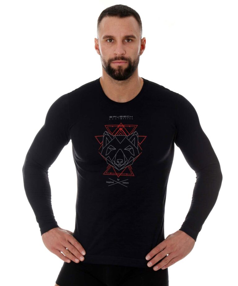 Męska koszulka z wełną merino z długim rękawem OUTDOOR WOOL