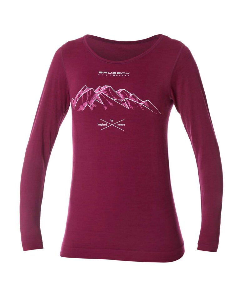 Damska koszulka z wełną merino z długim rękawem OUTDOOR WOOL