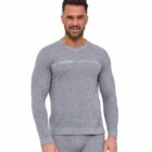 Koszulka męska z długim rękawem do spania z dodatkiem lnu COMFORT NIGHT