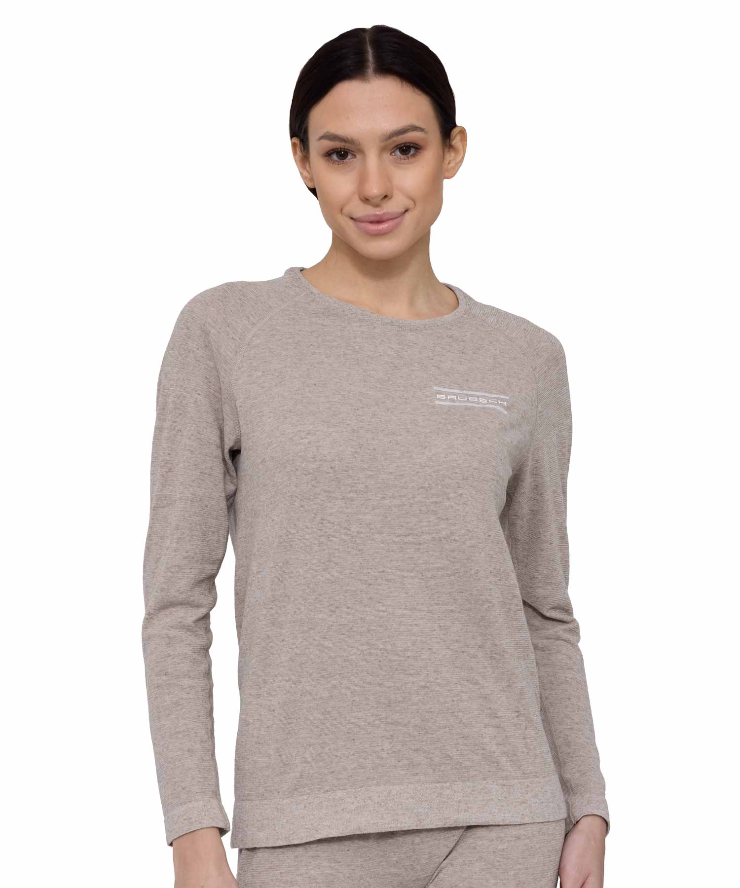 Koszulka damska z długim rękawem do spania z dodatkiem lnu COMFORT NIGHT