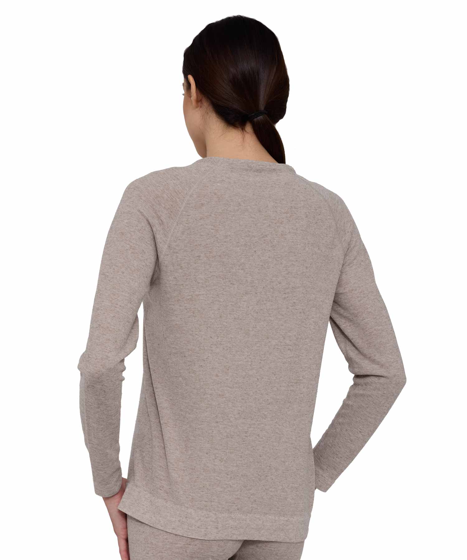 Koszulka damska z długim rękawem do spania z dodatkiem lnu COMFORT NIGHT