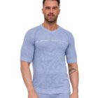 Koszulka męska z krótkim rękawem do spania z dodatkiem lnu COMFORT NIGHT