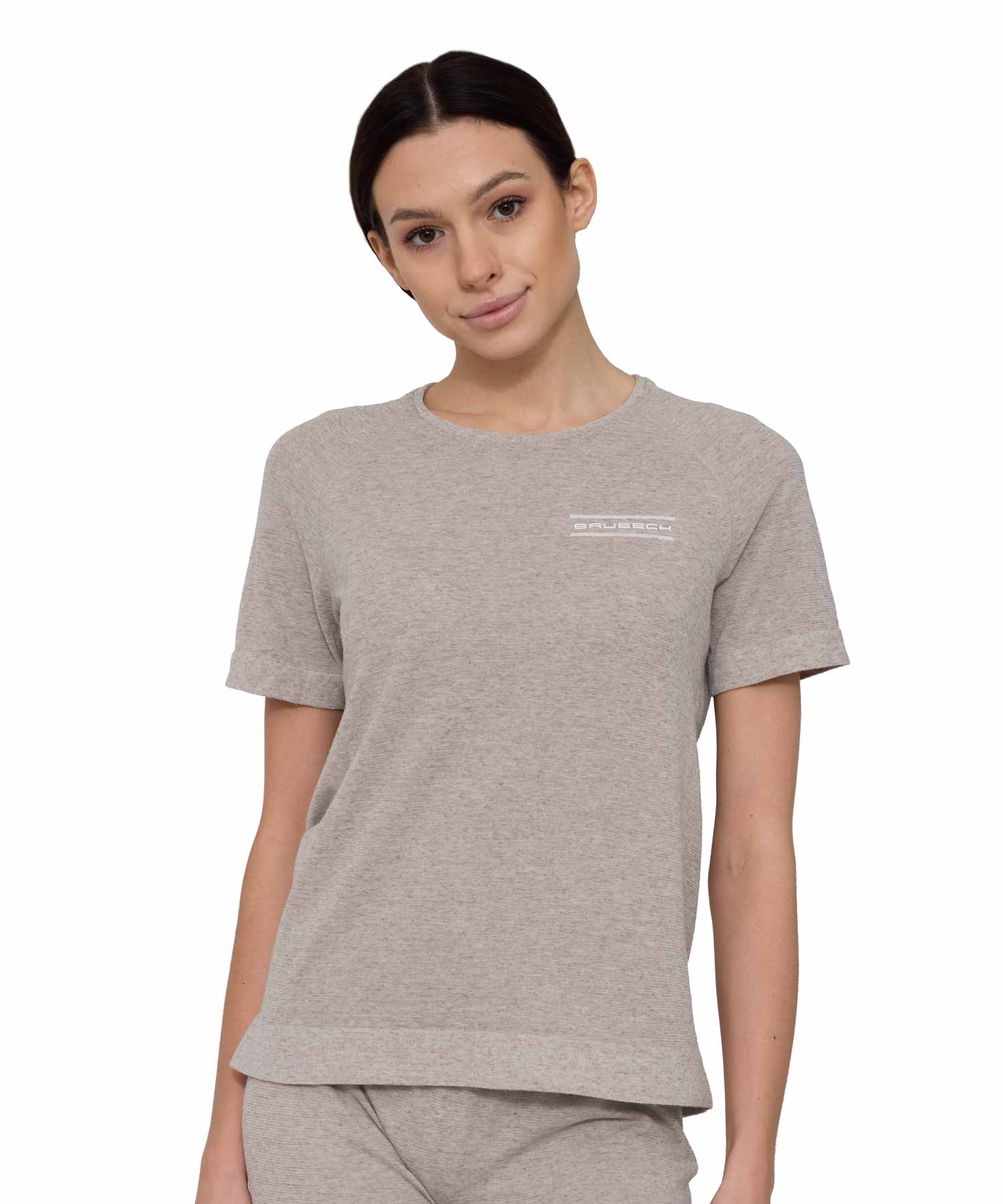 Koszulka damska z krótkim rękawem do spania z dodatkiem lnu COMFORT NIGHT