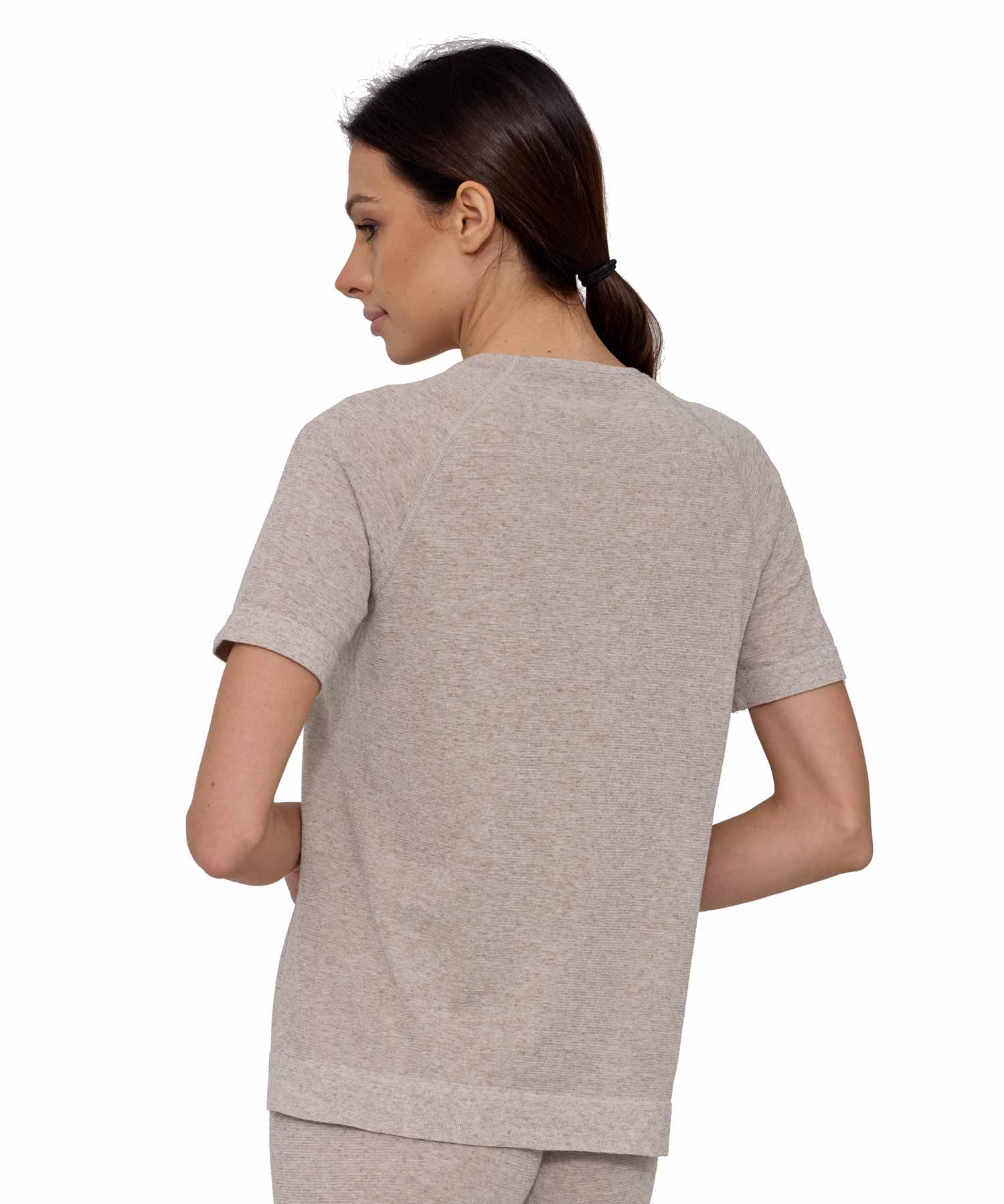 Koszulka damska z krótkim rękawem do spania z dodatkiem lnu COMFORT NIGHT