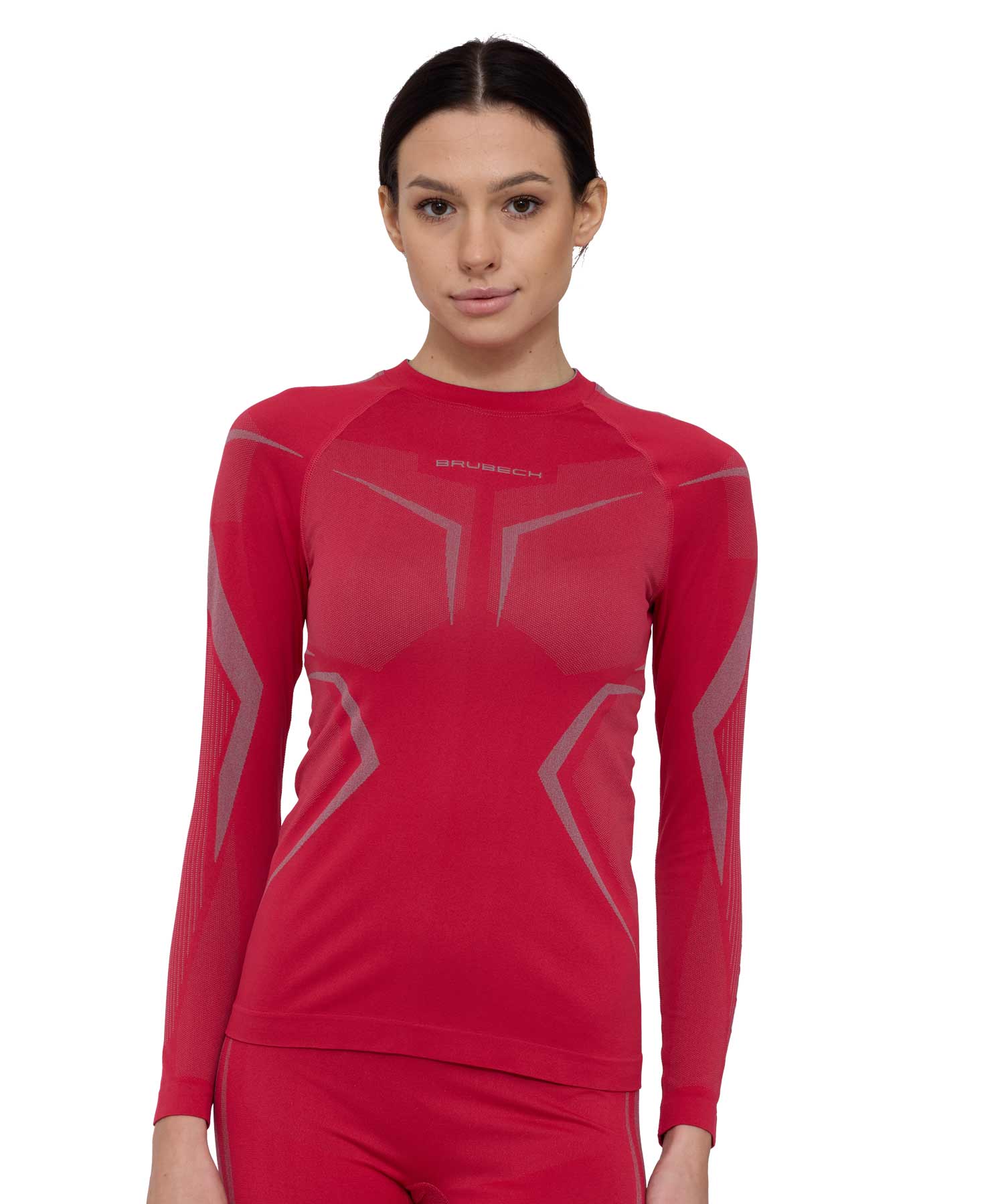 LS1736W-brubeck-malinowy-szary-przod Damska termoaktywna bluza z długim rękawem DRY