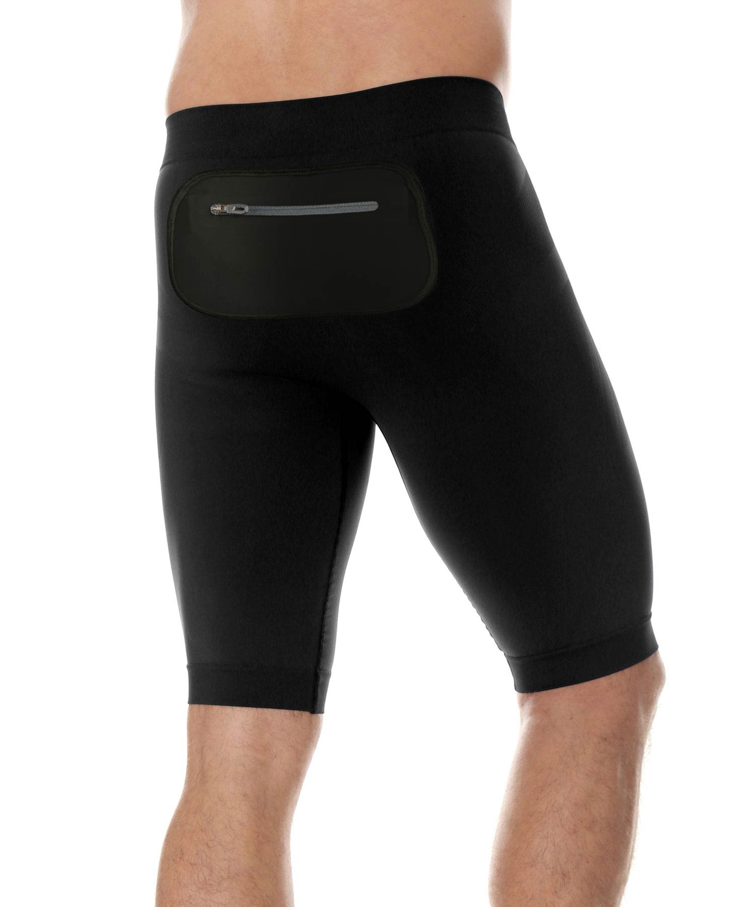 Spodnie do biegania 1/2 męskie RUNNING FORCE z czarną kieszenią